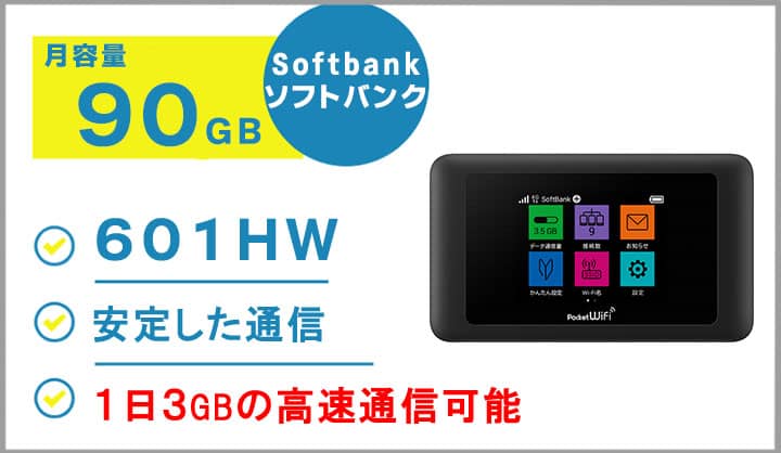 ポケットwifiレンタルsoftbankソフトバンク601HW