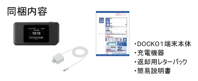 ポケットwifiレンタルDOCK01の同梱内容