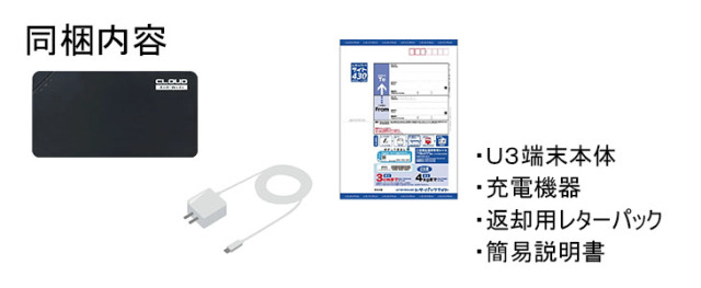 ポケットwifiレンタルU3の同梱内容