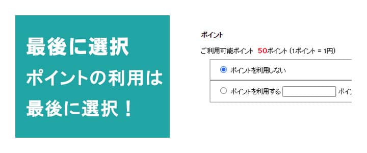 ポイントのご利用はご注文の際に選択できます