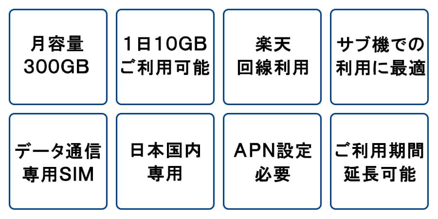 楽天SIMカード300GB特長