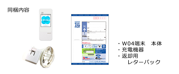 W04,WiMAX,レンタル,ポケットwifi,同梱内容