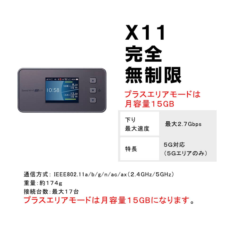 X11 5GポケットモバイルWiFiトリオ（3台） Speed Wi-Fi 5G X11│UQ WiMAX（wifi/ルーター）【公式】